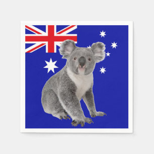 Servilleta De Papel Koala con fondo de la bandera australiana