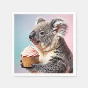 Servilleta De Papel Koala Cubierta Con Gradiente Pastel