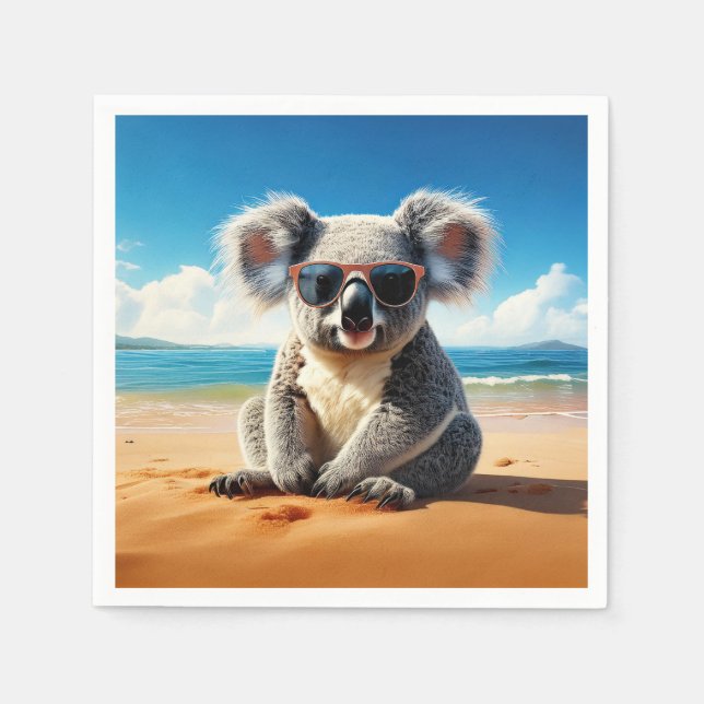 Servilleta De Papel Koala en una playa de arena (Anverso)