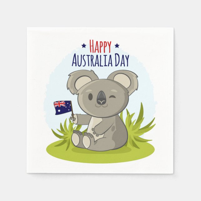 Servilleta De Papel Koala Feliz Día de Australia | Vacaciones (Anverso)
