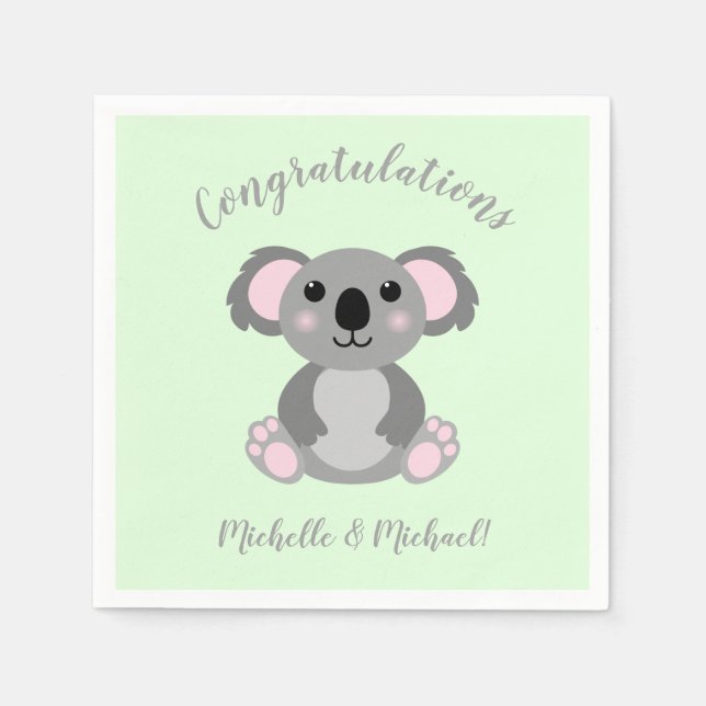 Servilleta De Papel Koala lleva a Baby Shower Blue Boy (Anverso)