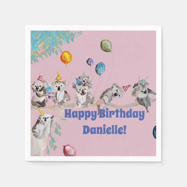 Servilleta De Papel Koala lleva Chicas de animales del partido de los  (Anverso)