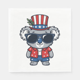 Servilleta De Papel Koala Patriótico Arte Vectorial Estilo Vintage_1