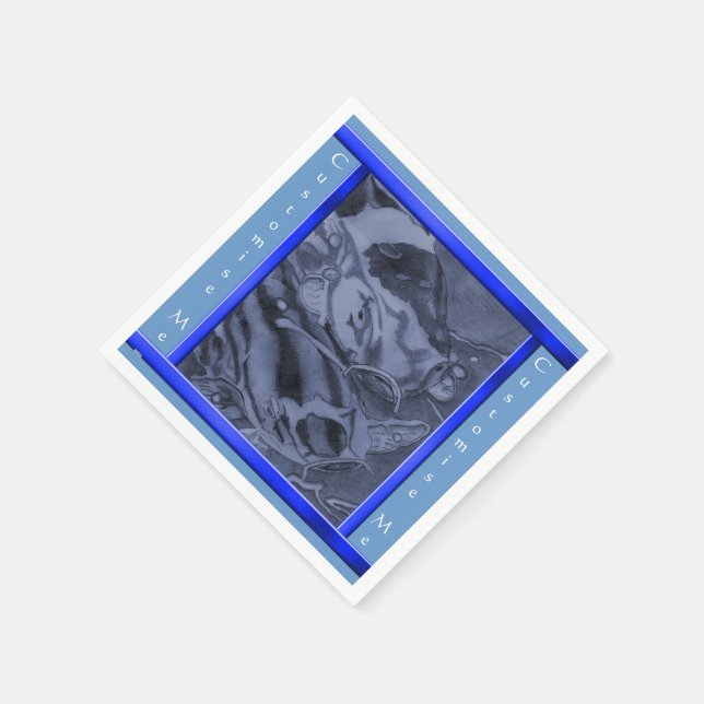 Servilleta De Papel Koi (Azul) (Borde)