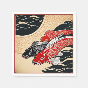 Servilleta De Papel Koi Fish japonés vintage