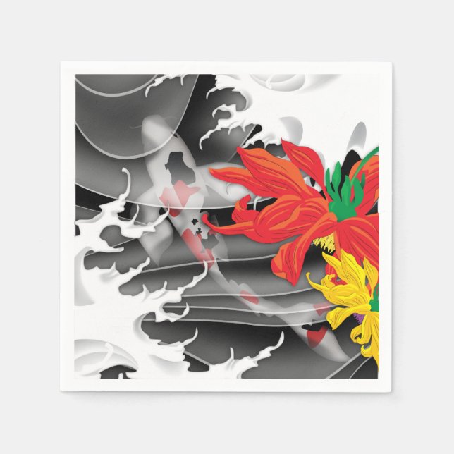 Servilleta De Papel Koi japonés tradicional bajo el agua (Anverso)