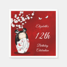 Kokeshi Doll Cherry Blossom | Napk, cumpleaños del