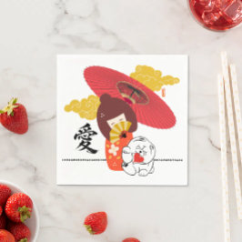 Servilleta De Papel KOKESHI LOVE  Chow dog heart 
