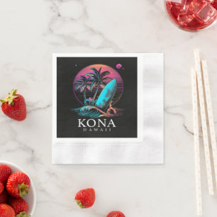 Servilleta De Papel Kona Hawái Tabla de Surf Hawaiana Vintage 