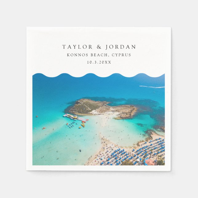 Servilleta De Papel Konnos Beach Wedding Personalizado Cocktail Napkin (Anverso)