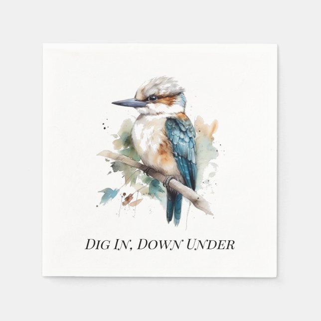 Servilleta De Papel Kookaburra azul verdadero, personalizado (Anverso)