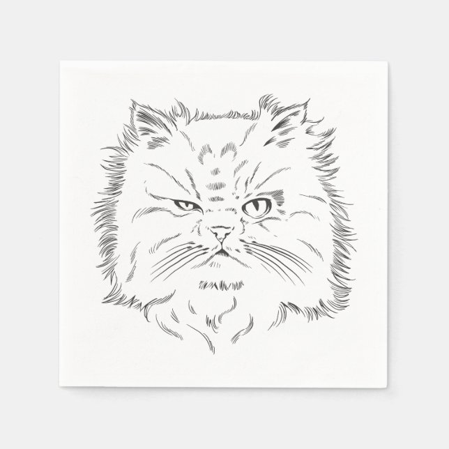 Servilleta De Papel Kopfzeichnung einer Perserkatze (Anverso)