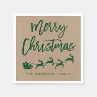 Kraft Modern Brush Script Santa Navidades Green