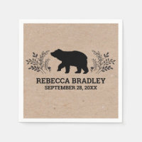 Kraft Rustic Bear Lumberjack Baby Shower Napkin