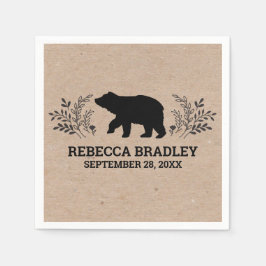 Servilleta De Papel Kraft Rustic Bear Lumberjack Baby Shower Napkin