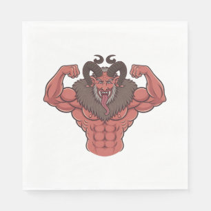 Servilleta De Papel Krampus Espeluznante Navidad Flexionando Músculo F