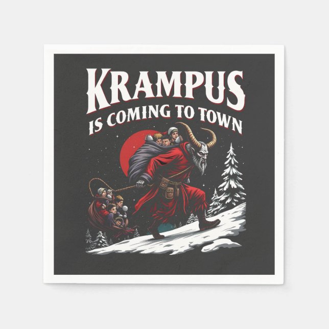 Servilleta De Papel Krampus llega a la ciudad de los Navidades Krampus (Anverso)