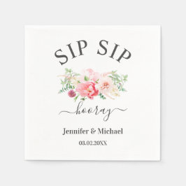 Servilleta De Papel Kundenspezifisch "SIP SIP HOORAY" Blumen