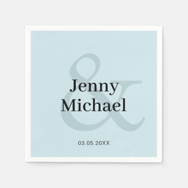 Servilleta De Papel Kundenspezifische Hellblau Hochzeit Serviette (Anverso)