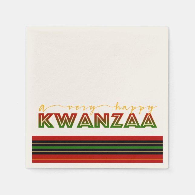 Servilleta De Papel Kwanzaa | Un Kwanzaa Muy feliz, audaz Stripe (Anverso)