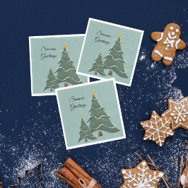 Servilleta De Papel l Diseño de Navidades Whimsical Blue Green