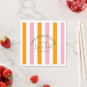 Servilleta De Papel L&T El Beach Club Naranja Cabana Rosa Stripe