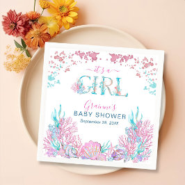 Servilleta De Papel La acuarela bajo el mar "Es un Chica" Baby Shower