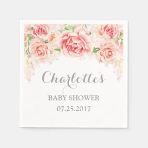 Servilleta De Papel La acuarela rosada florece Baby Shower