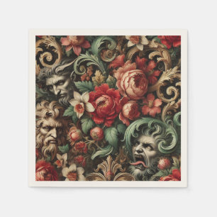 Servilleta De Papel La almohada floral gótica verde de los hermanos