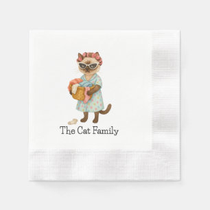 Servilleta De Papel La ama de casa gata está limpiando