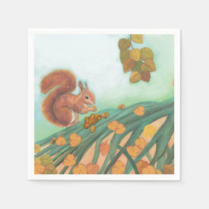 Servilleta De Papel La ardilla linda come Ilustracion de avellanas