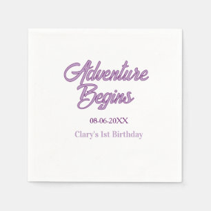 Servilleta De Papel La aventura comienza nombre fecha cumpleaños 1 sim