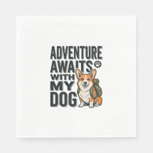 Servilleta De Papel La aventura espera con mi perro diseño vintage de 