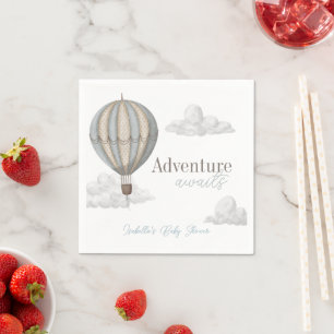Servilleta De Papel La aventura espera el globo aerostático Baby Showe