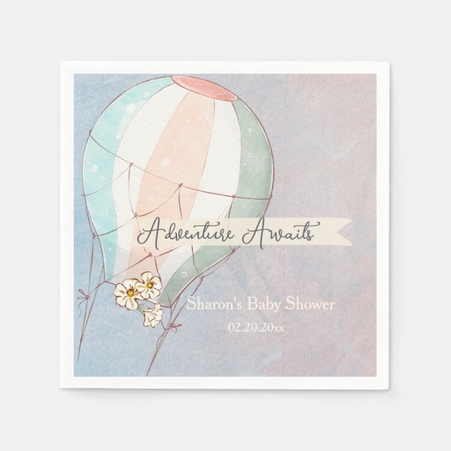 Servilleta De Papel La aventura espera globo aerostático (Anverso)