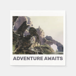 Servilleta De Papel La aventura espera. Paisaje de fantasía