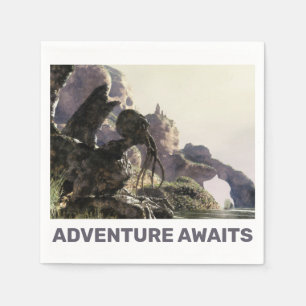 Servilleta De Papel La aventura espera. Paisaje de fantasía