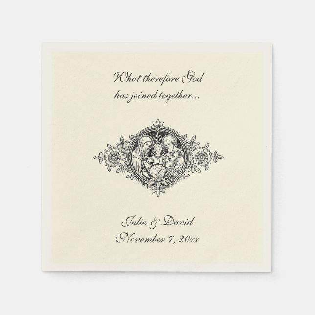 Servilleta De Papel La boda católica favorece a la familia sagrada (Anverso)