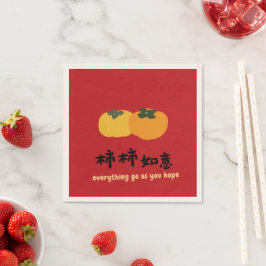 Servilleta De Papel La buena suerte de los chinos quieren toallas roja