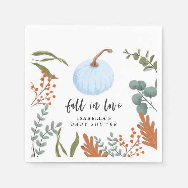 Servilleta De Papel La Calabaza Azul Cae Enamorada Baby Shower (Anverso)