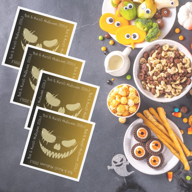 Servilleta De Papel La Calabaza Malvada sonríe la fiesta de Halloween (Evil Pumpkin Smile Halloween Party Napkins)