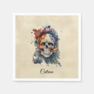 Servilleta De Papel La Calavera Hermosa, personalizado