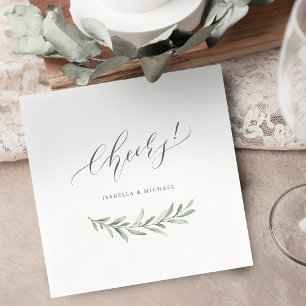 Servilleta De Papel La caligrafía moderna anima al boda de la vegetaci