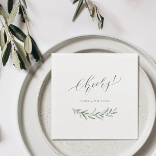Servilleta De Papel La caligrafía moderna anima al boda de la vegetaci