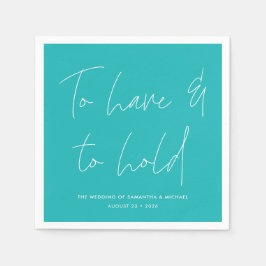 Servilleta De Papel La caligrafía moderna muestra Boda turquesa