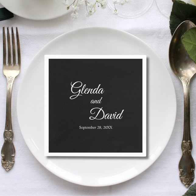 Servilleta De Papel La caligrafía negra romántica florece la boda pers (Subido por el creador)