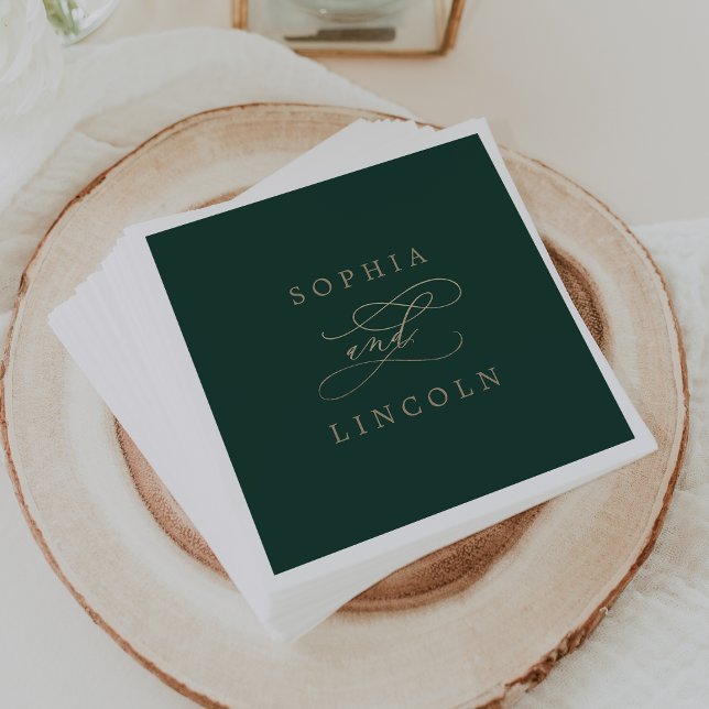 Servilleta De Papel La caligrafía verde romántica florece Boda (Subido por el creador)