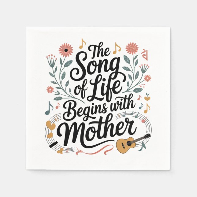 Servilleta De Papel La canción de la vida comienza con la madre (Anverso)