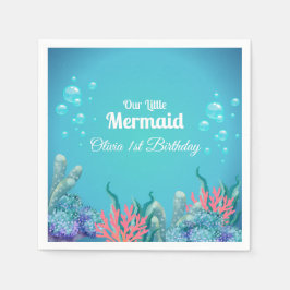 Servilleta De Papel La caprichosa sirena bajo el mar Cumpleaños