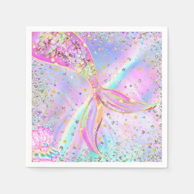 Servilleta De Papel La caprichosa sirena bajo la fiesta de cumpleaños  (Anverso)